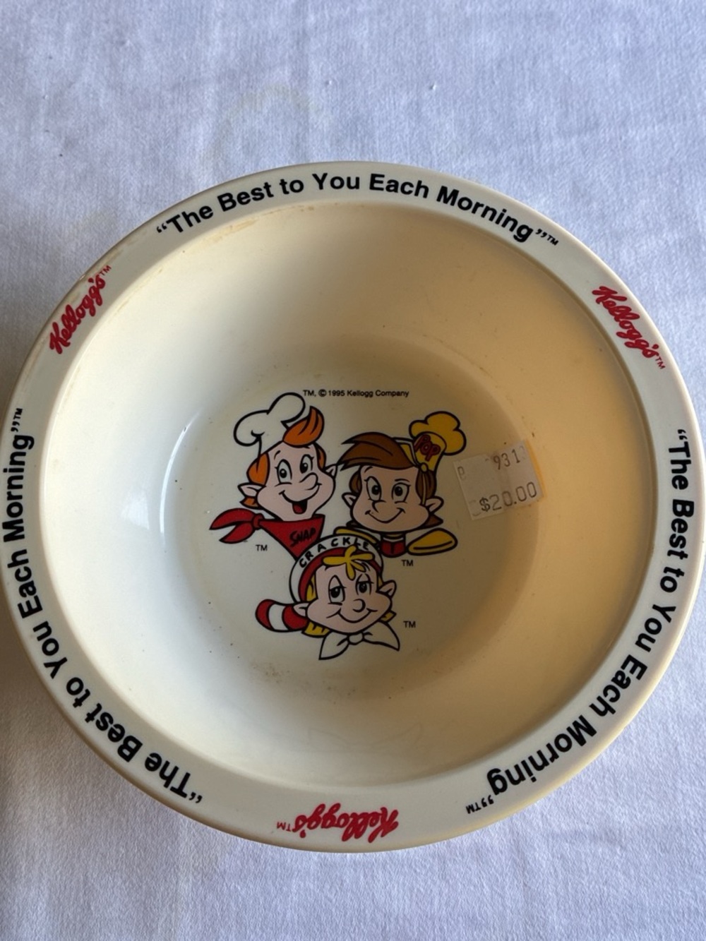 Vintage White Cereal Bowl featuring Iconic Characters